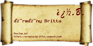 Örmény Britta névjegykártya